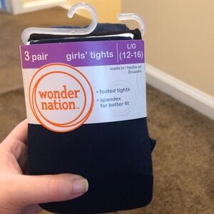 Blue/white/black tights kids size L/G 12-16